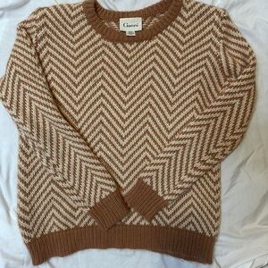 Ganni for Anthropologie Chevron Wool and Angora Blend Crewneck Sweater